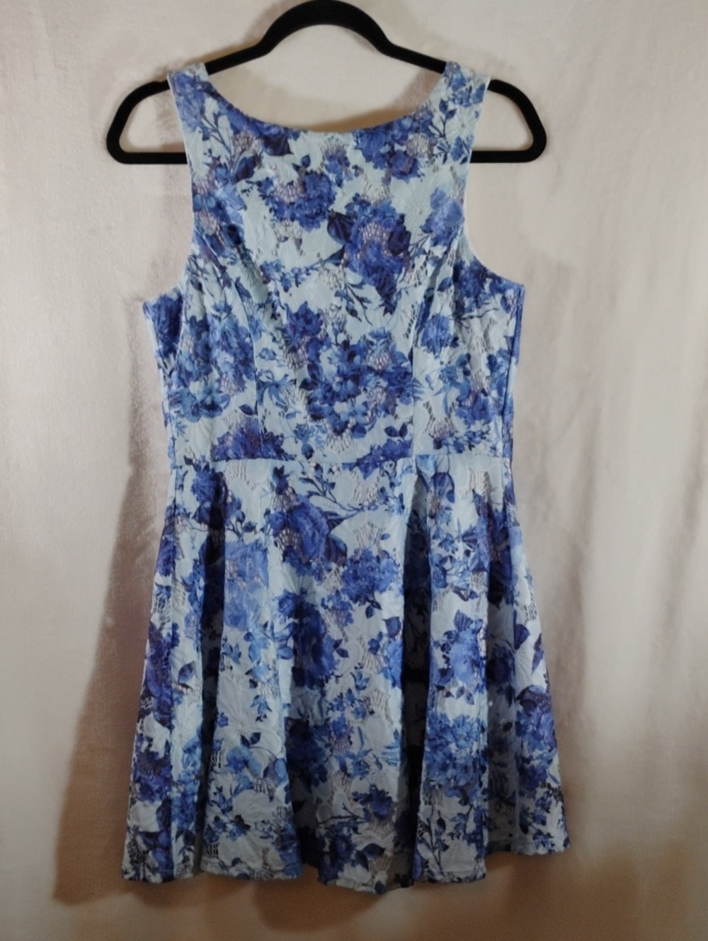 Speechless Blue Floral Lace Fit & Flare Dress Size Large